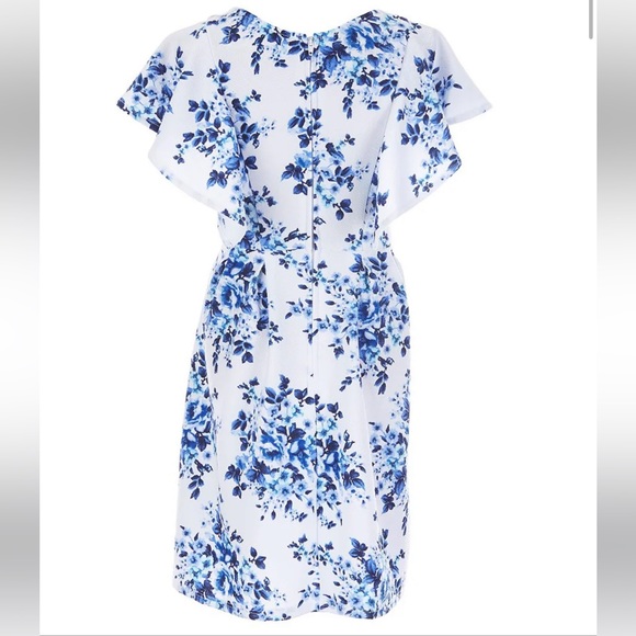 Poppies and Roses Big Girls Sz 14 Ruffle-Sleeve Floral Pleated Fit & Flare Dress - Picture 2 of 4